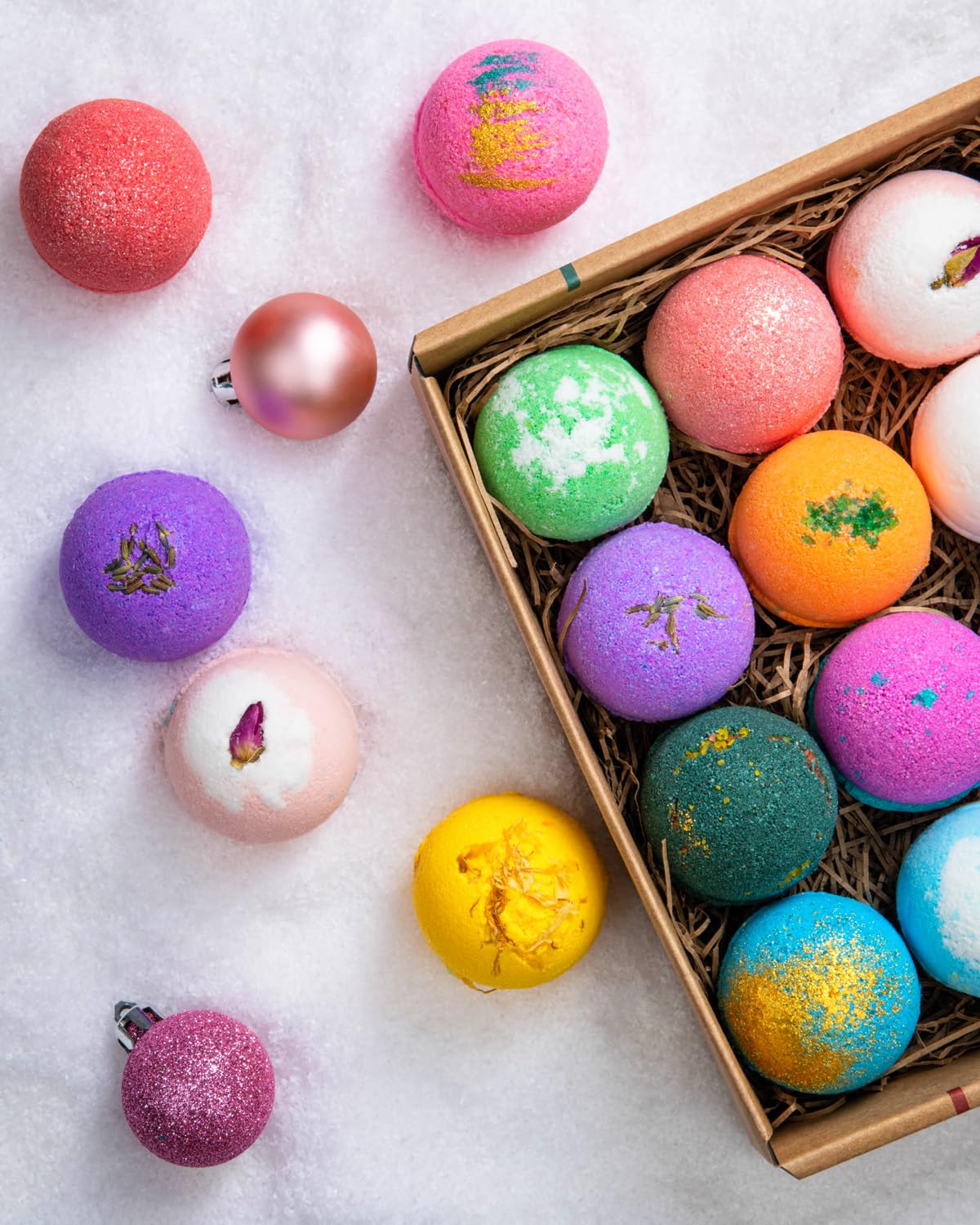LifeAround2Angels individually wrapped bath bomb close-up highlighting freshness