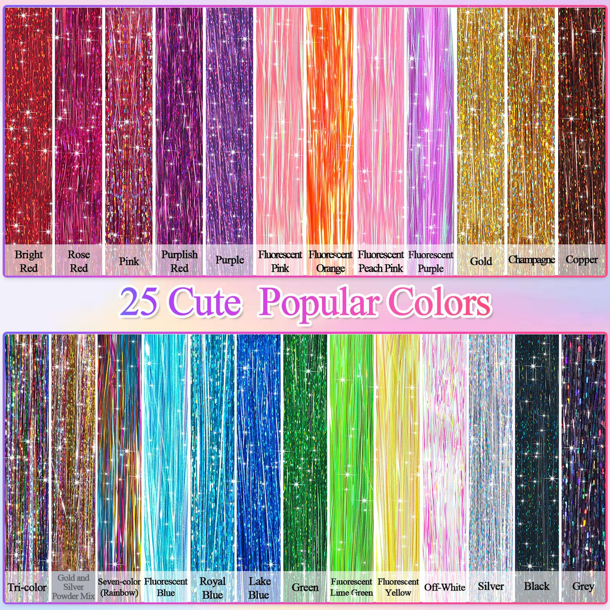LifeisLuck close-up texture shine of tinsel strands demonstrating heat-resistant sparkle