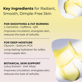 Life's Butter applied to thigh illustrating firming massage benefit