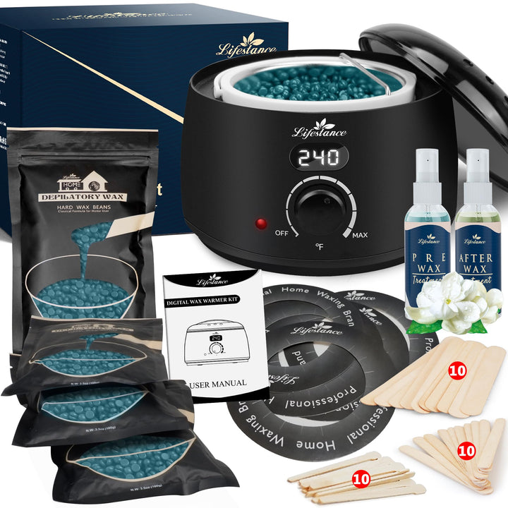 Lifestance front packaging showing full waxing kit and included accessories for convenience