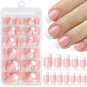 Lifextol front packaging showing 240 short square French tip nails and included tools for quick manicures