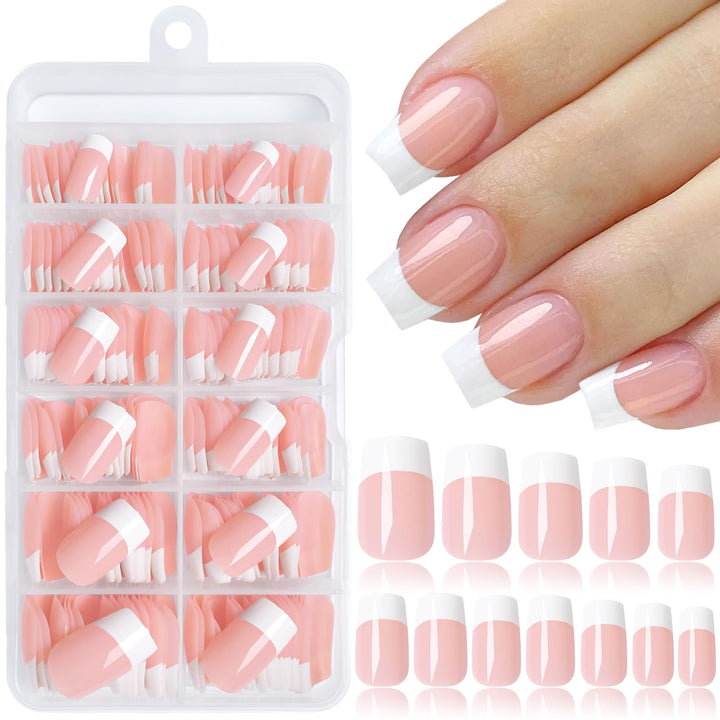Lifextol front packaging showing 240 short square French tip nails and included tools for quick manicures