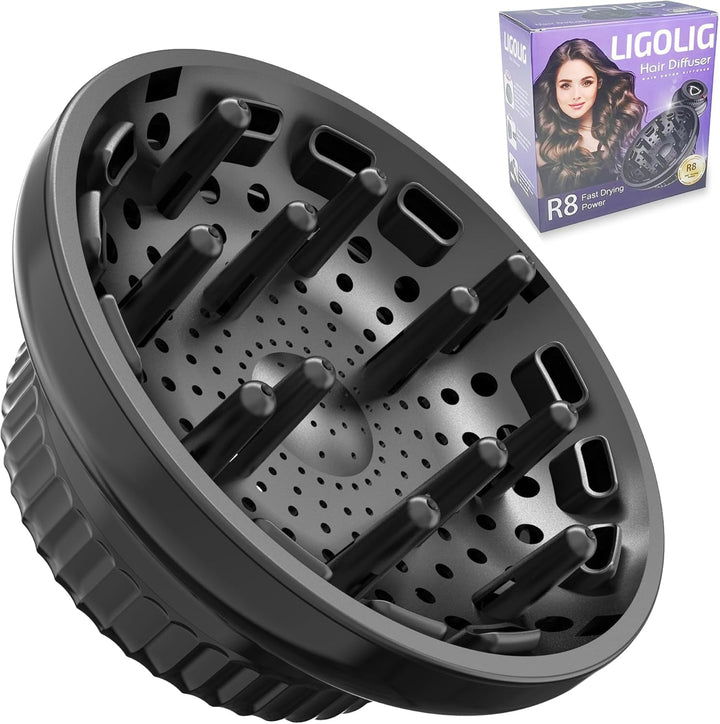 LIGOLIG diffuser front view showing black bowl and universal collar for easy styling