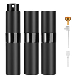 Likealot front view showing compact black travel atomizer and benefits