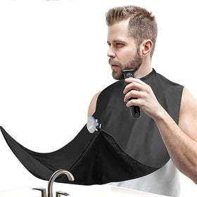 Likeny beard bib front view showing full apron and catch pocket for neat trims