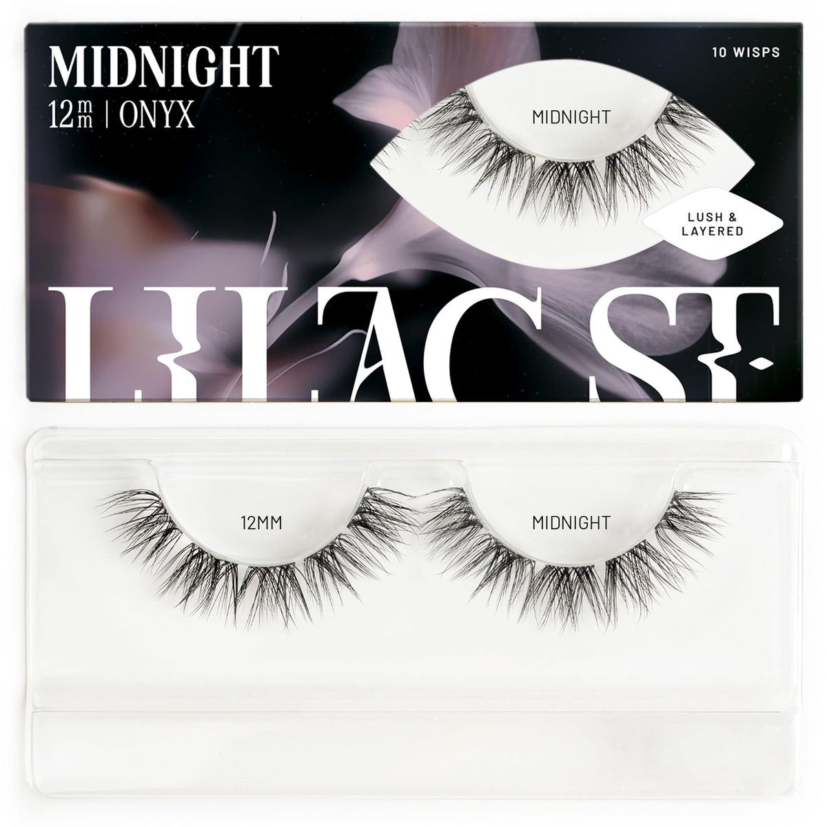 Lilac St front packaging showing Midnight clusters and benefits of lightweight wear