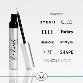 LiLash on a vanity with skincare items portraying daily beauty routine