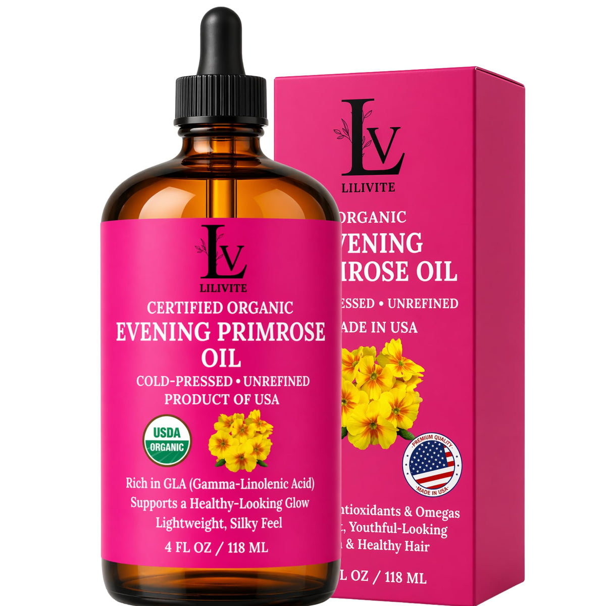 LILIVITE ORGANICS amber bottle front view showing pure oil and protection