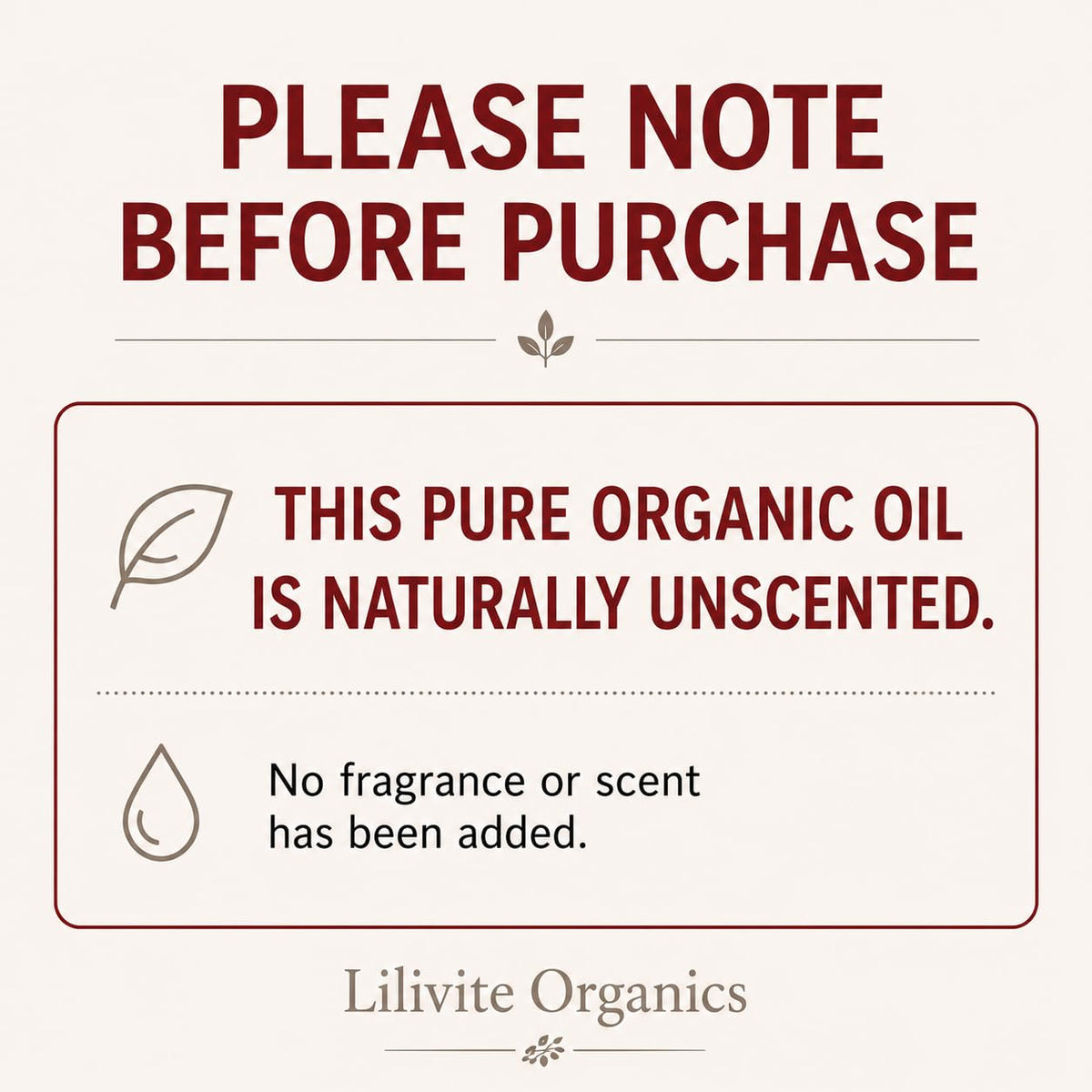 LILIVITE ORGANICS label close-up highlighting organic cold-pressed purity