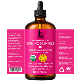 LILIVITE ORGANICS bottle alongside ingredient list and amber packaging