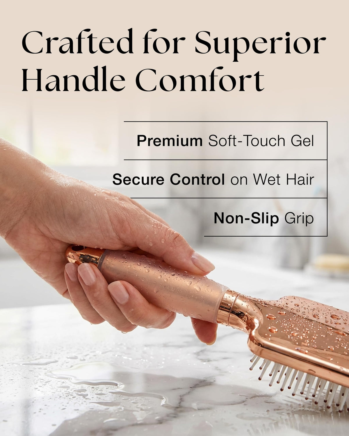 Lily England flexible bristles detail demonstrating gentle detangling to reduce breakage
