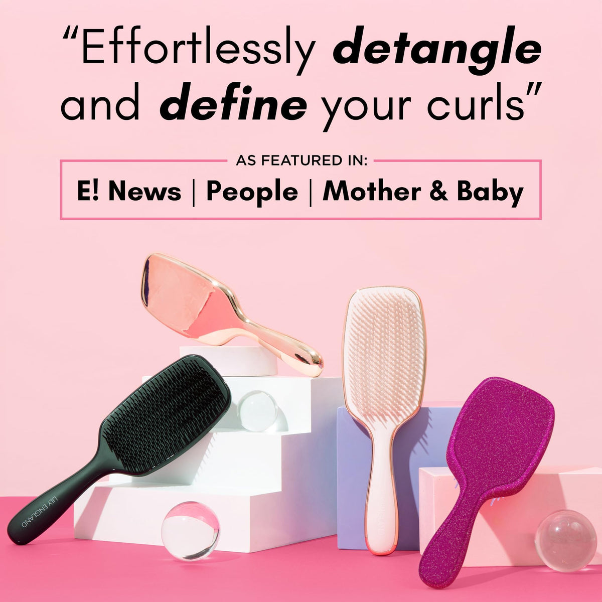 Lily England bristles close-up revealing three-tiered flexible teeth for gentle detangling