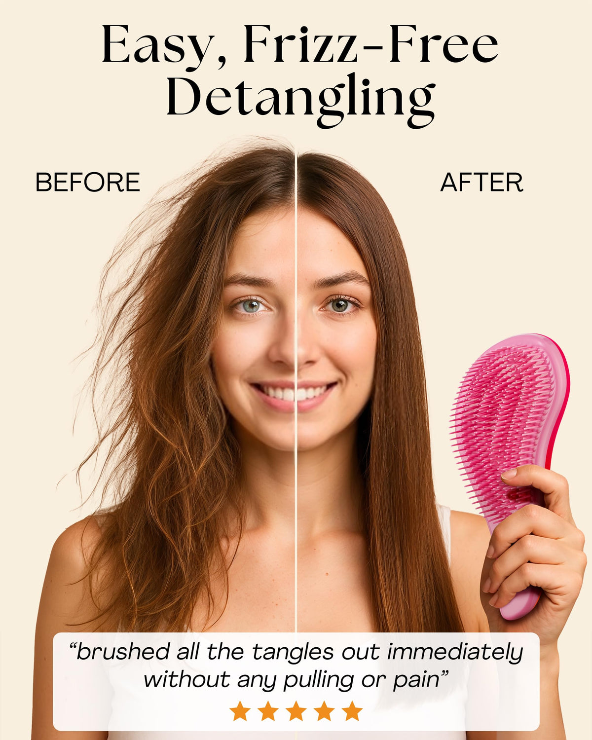 Lily England close-up of flexible bristles detangling knots without breakage
