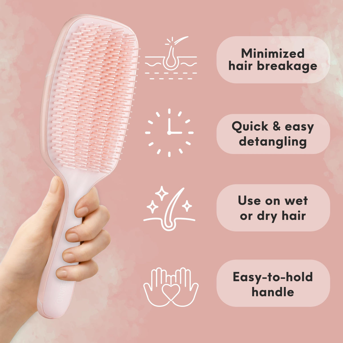 Lily England brush held in hand demonstrating comfortable ergonomic grip
