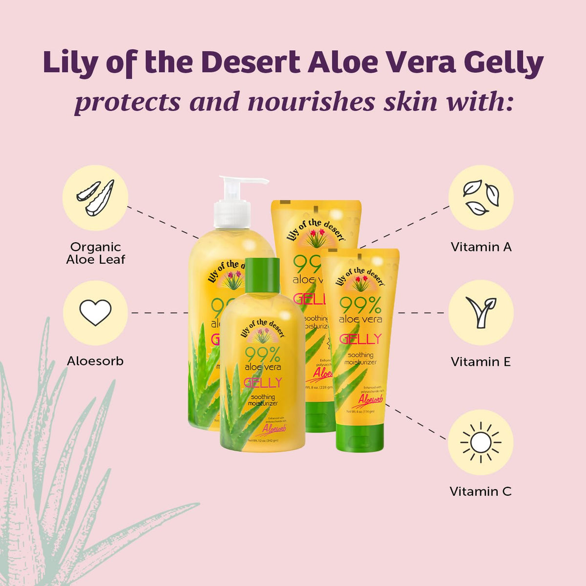 Lily Of The Desert 4 fl oz bottle in a travel bag for on-the-go skin relief