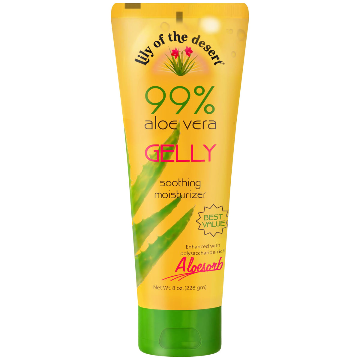Lily Of The Desert front bottle showing product and calming hydration