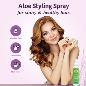 Lily Of The Desert spray visible on hair improving texture and frizz control