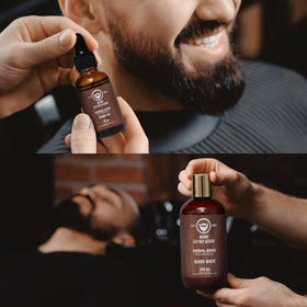 LILY ROY beard oil dropper dispensing oil to soften and add shine