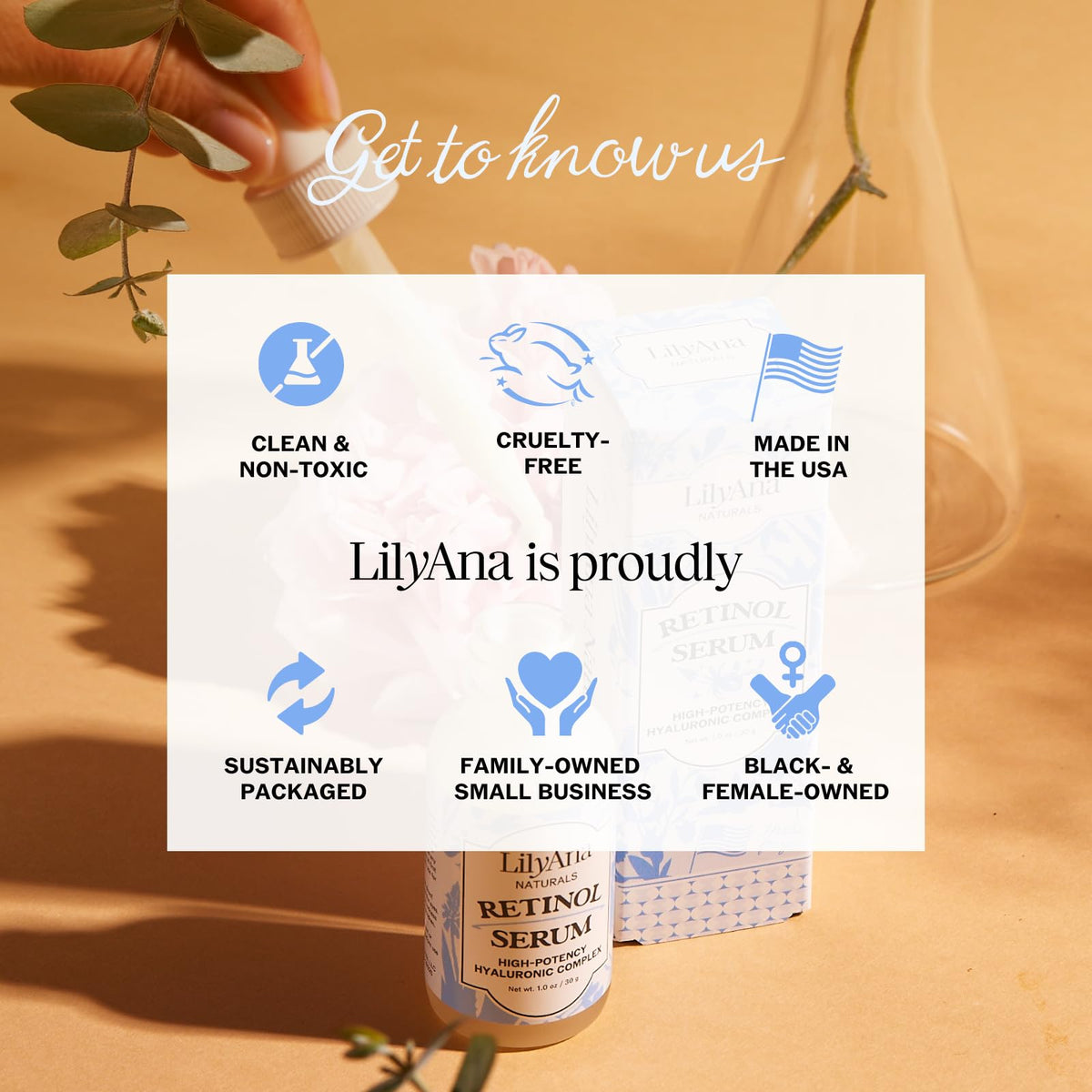 LilyAna Naturals 1oz bottle next to coin for size comparison and portion clarity