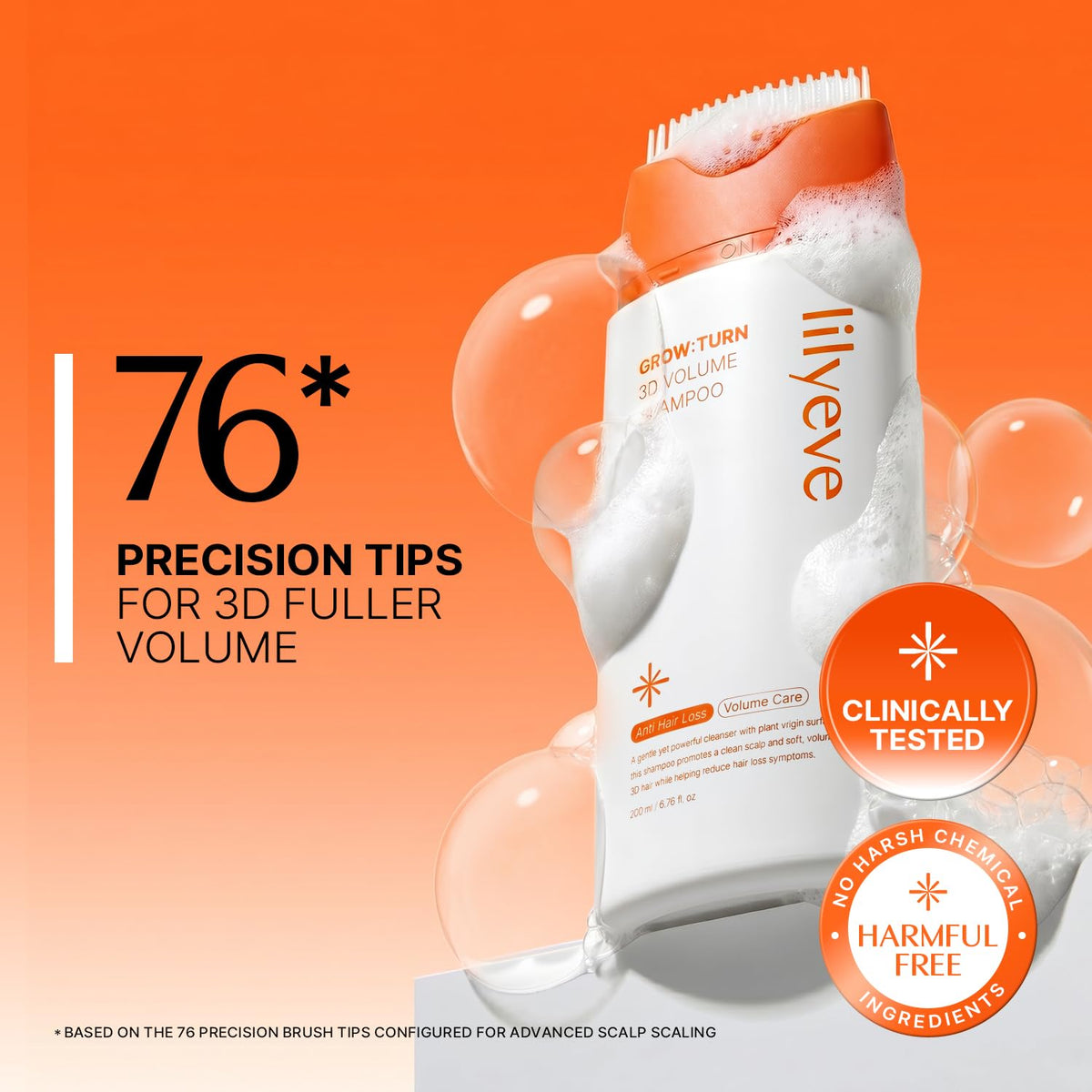 lilyeve silicone built-in brush close-up cleanses and exfoliates scalp