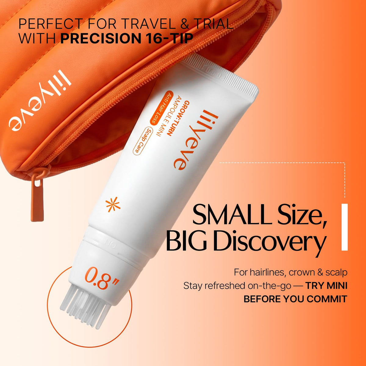 lilyeve travel-size bottle held in hand illustrating compact convenience and portability