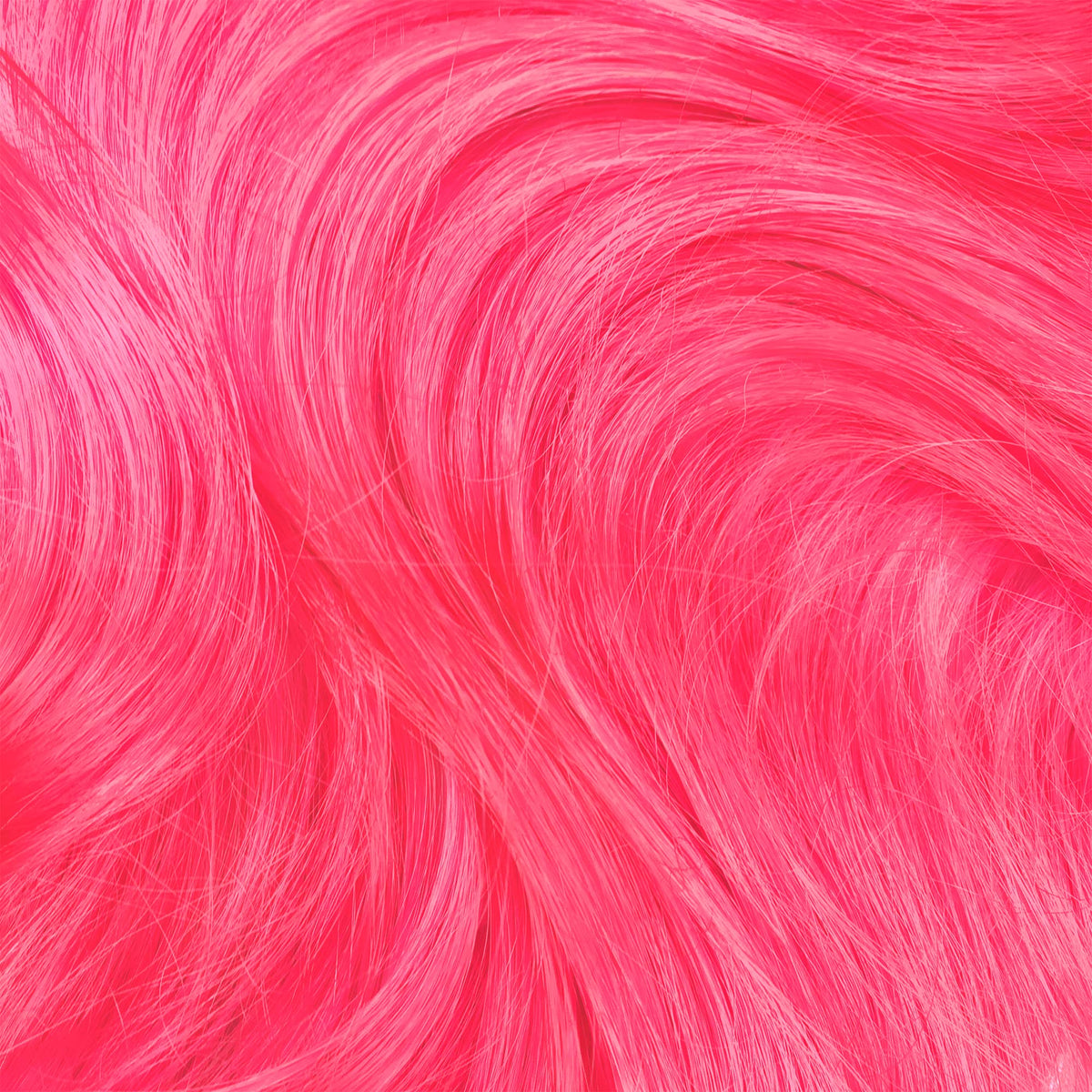 Lime Crime before and after on lightened hair showing vivid pink payoff