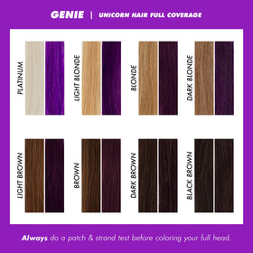 Lime Crime Genie applied to prelightened hair showing vibrant violet payoff