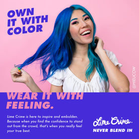 Lime Crime Juicy label close-up highlighting ingredients and vegan claim