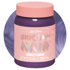 Lime Crime front packaging showing Mochi lavender dye and benefits