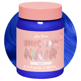 Lime Crime front packaging shows Mystic electric blue and vegan badge for bold color