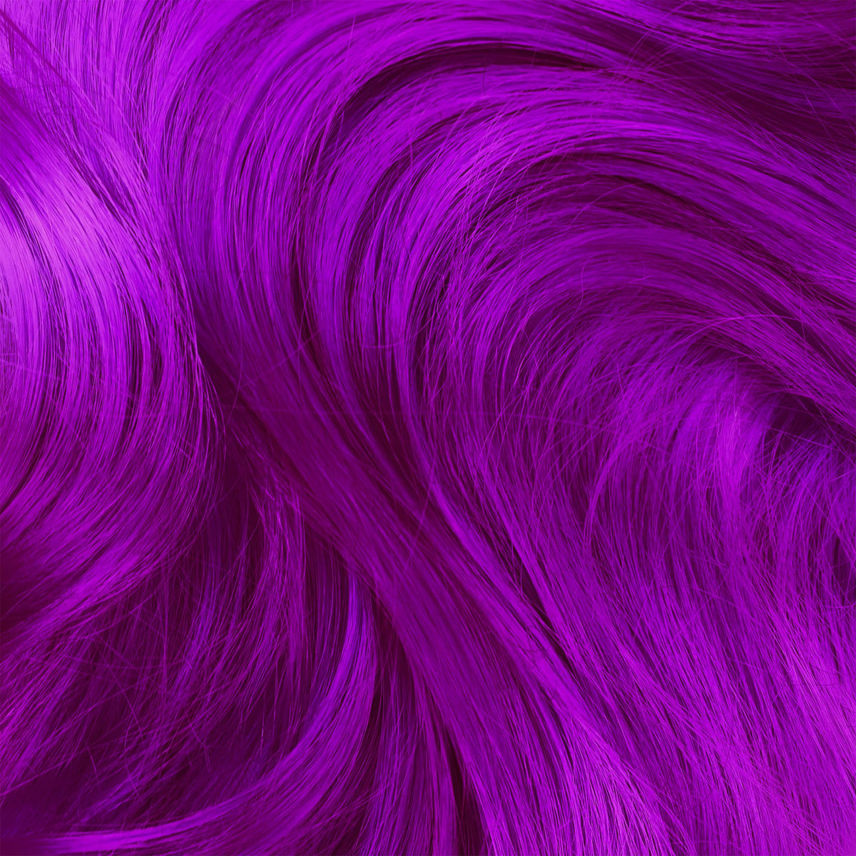 Lime Crime Pony on model long hair showing vibrant violet result and glossy finish