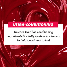 Lime Crime Valentine on model with curly hair displaying rich red color and enhanced shine