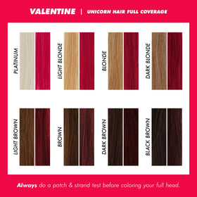 Lime Crime Valentine on model with straight hair showing saturated crimson and glossy finish