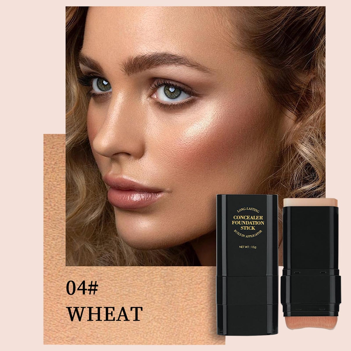 Lingyun foundation stick with compact travel case demonstrating on‑the‑go use