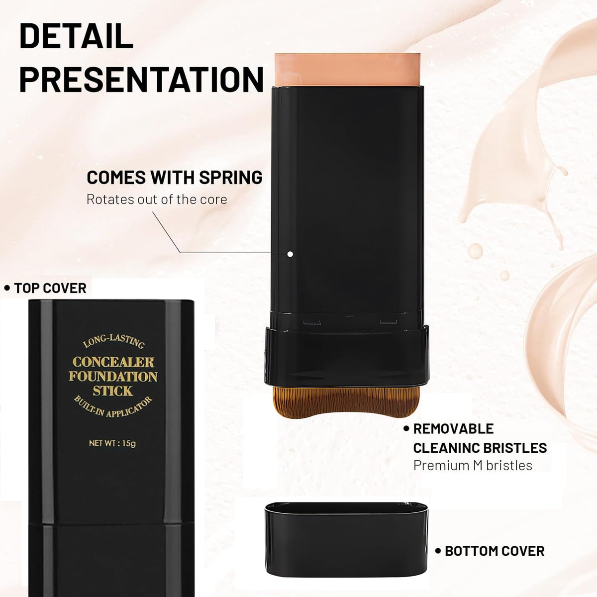 Lingyun dual-ended stick with brush detail highlighting portable design and blending ease