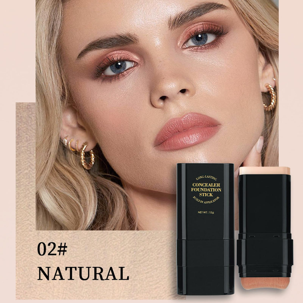 Lingyun packaging label and shade 02 NATURAL clear ingredient and shade identification benefit