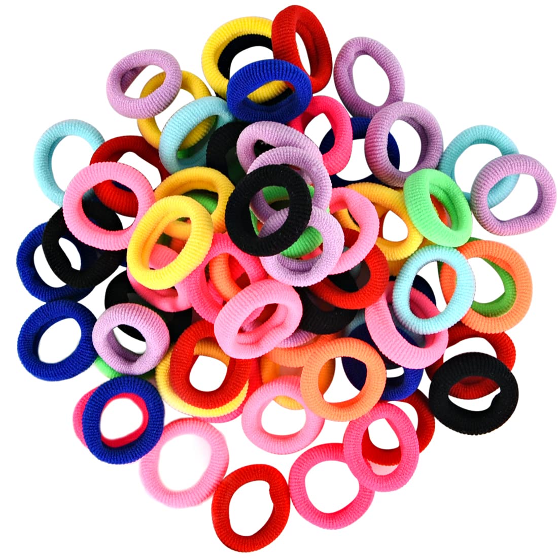 Lintopos front view of multicolor hair ties showing variety and safe design