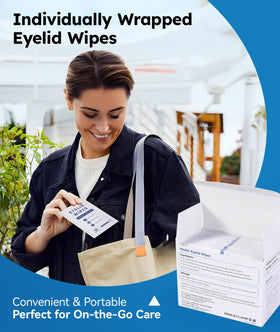 linzercin wipes in a toiletry bag on a travel tray for on-the-go eye care