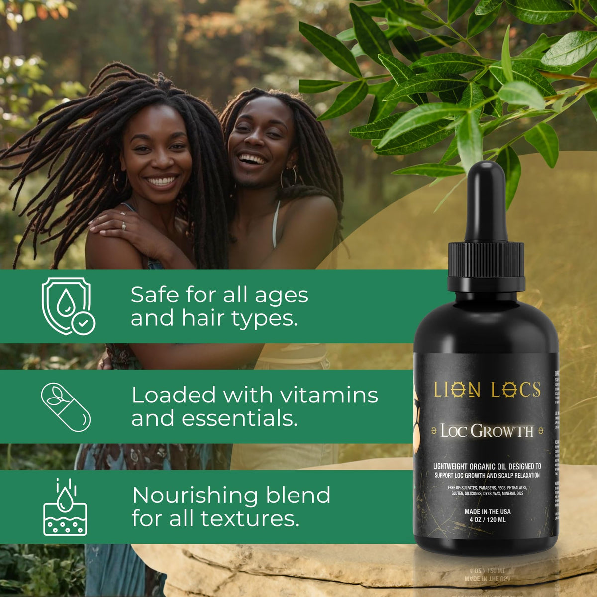 Lion Locs applying oil to scalp to soothe itch and hydrate