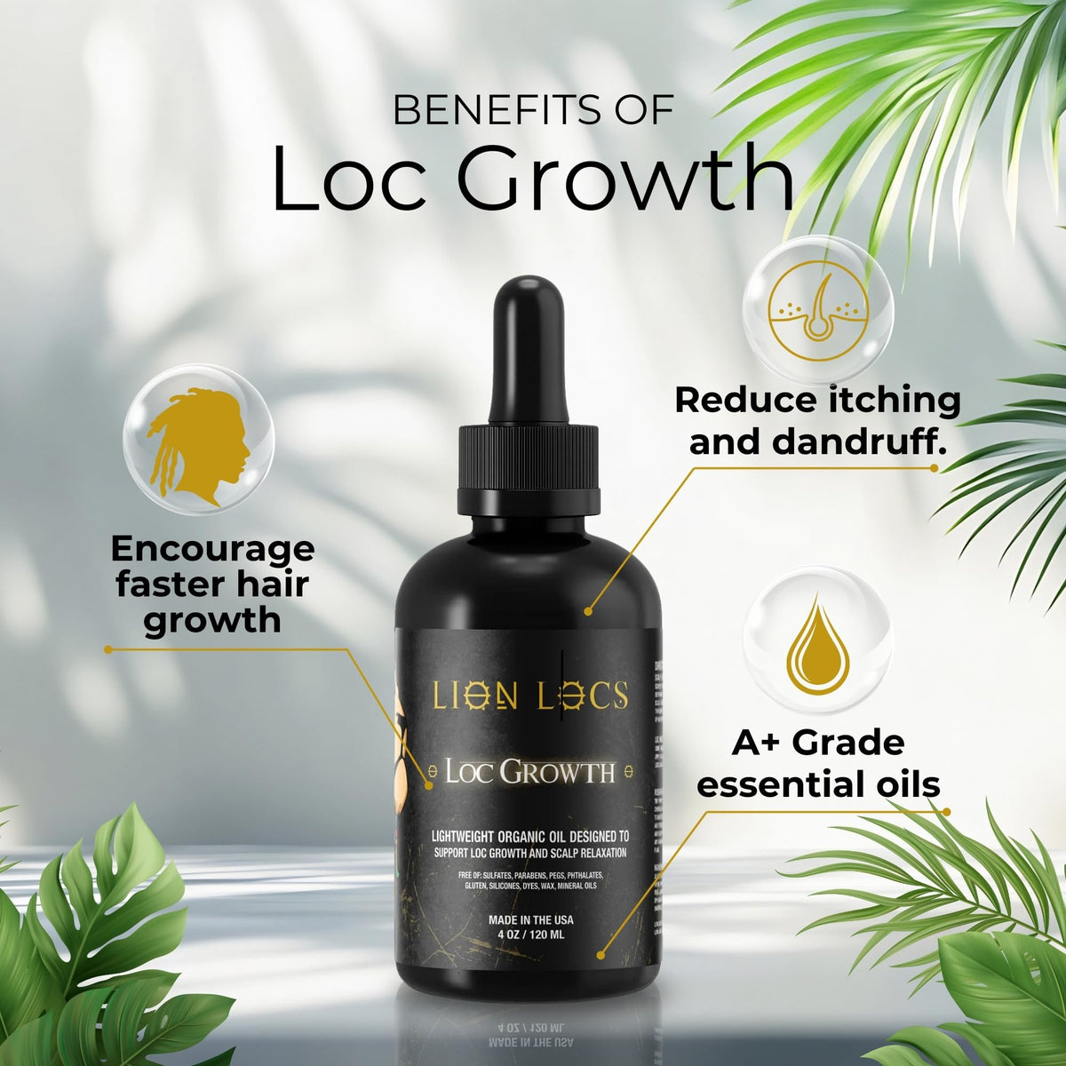Lion Locs dropper dispensing measured oil for precise application