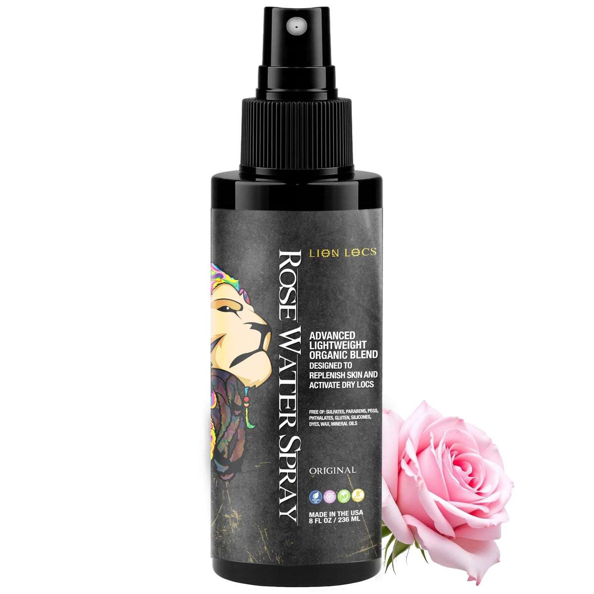 Lion Locs front bottle showing clean branding and moisturizing benefit