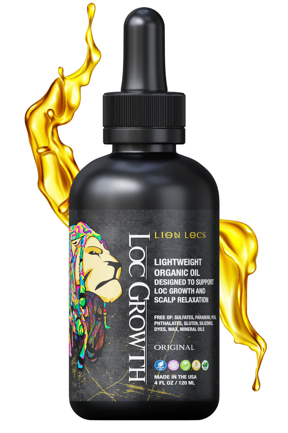Lion Locs front bottle showing packaging and clear product benefits
