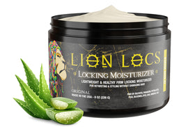 Lion Locs front label showing product name and clean hold benefits