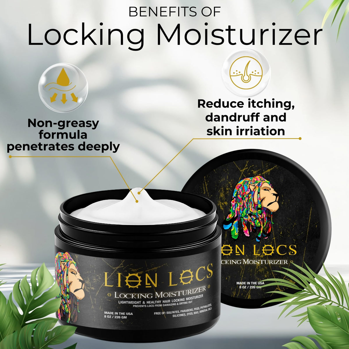 Lion Locs gel texture close-up highlighting smooth, non-sticky formula