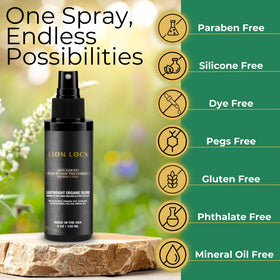 Lion Locs 8oz bottle held in hand showing portable hydration size