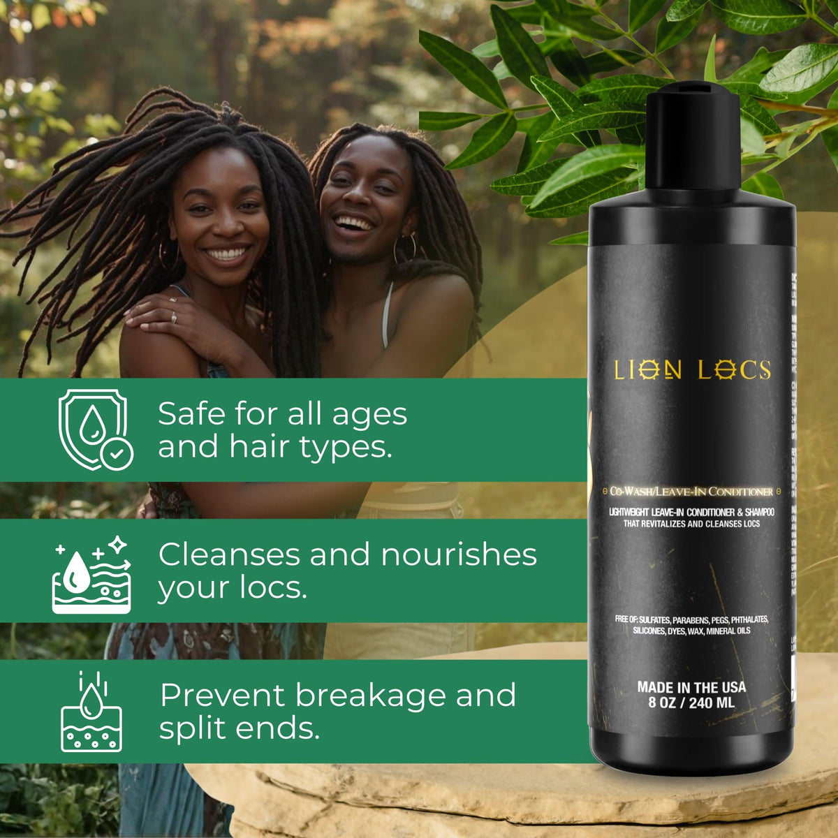 Lion Locs applied to dreadlocks showing even coverage and softening benefit