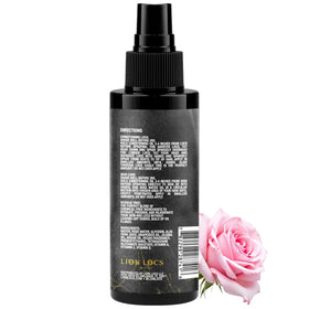 Lion Locs bottle on bathroom shelf for daily hair and skin routine