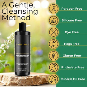 Lion Locs bottle held in hand showing true size and travel-friendly benefit