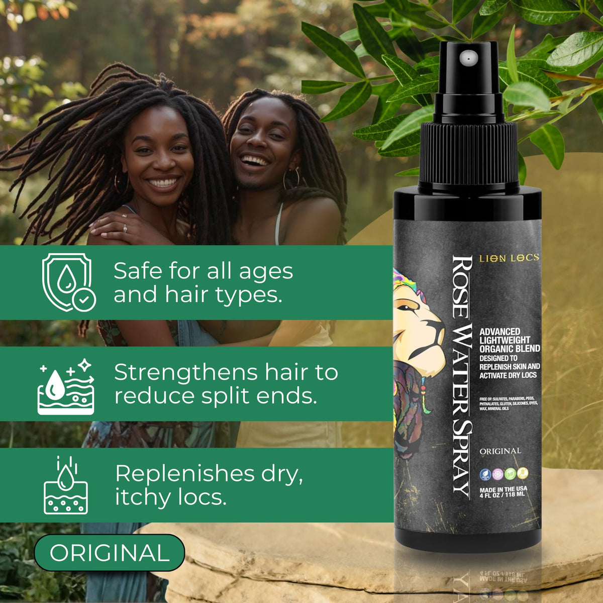 Lion Locs spray applied to scalp to soothe and refresh roots