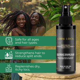 Lion Locs misting locs to hydrate strands and refresh scalp